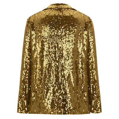 Long Sleeve Lapel Sequin Jacket