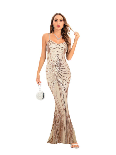 Halter Neck Sequin Dress
