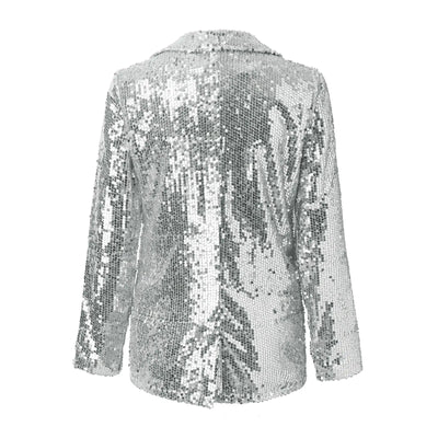 Long Sleeve Lapel Sequin Jacket