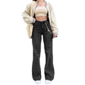 Middle Waist Blue Jeans Temperament Commuter Micro-Pull Pants Dark Female