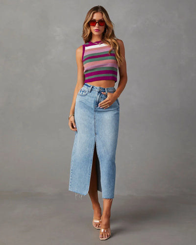 Split Jean High Waist Skirt