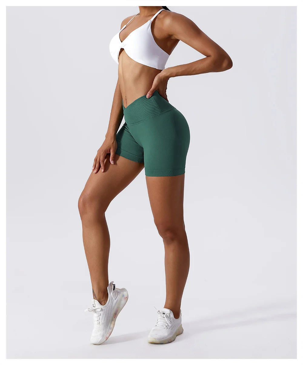 High Waist Running Gym Shorts Tight Fit Seamless Gym Shorts