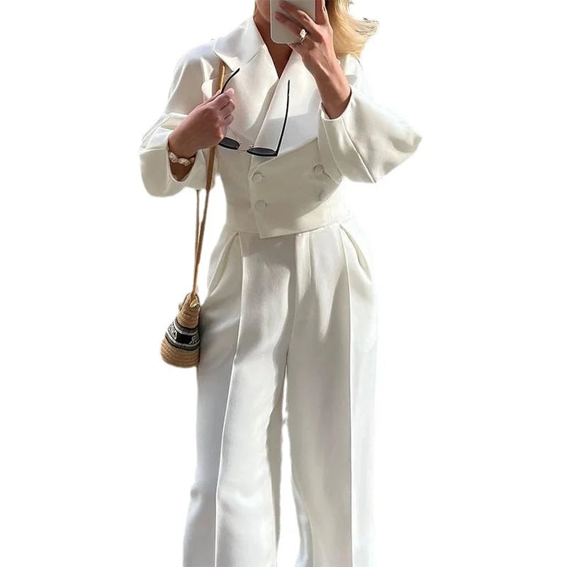 Solid Color Long Lapel Slim Suit