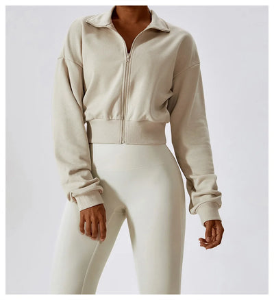 Long-Sleeve Sports Sweatshirt with Loose Zipper