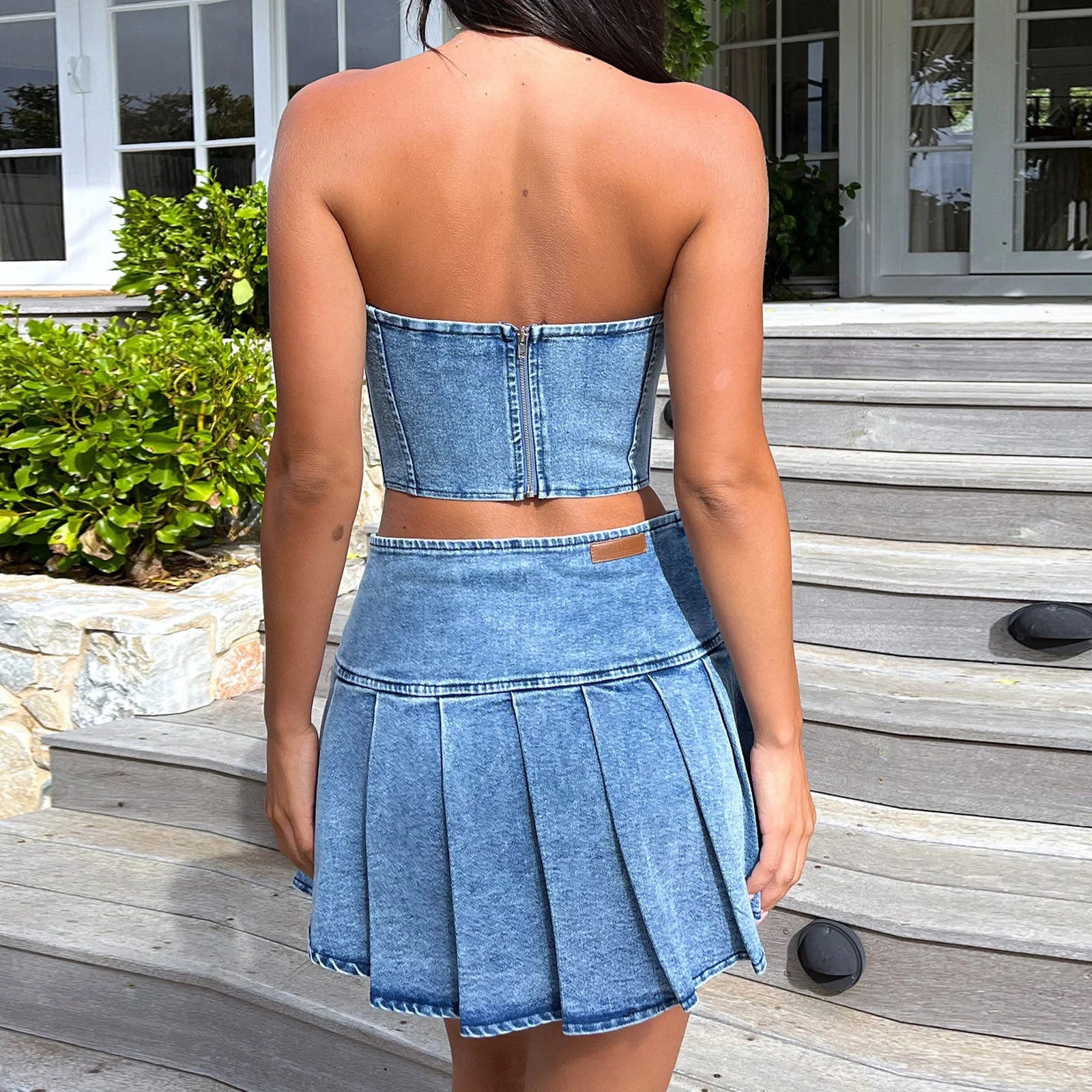 Bandeau Denim Suit Sleeveless Top