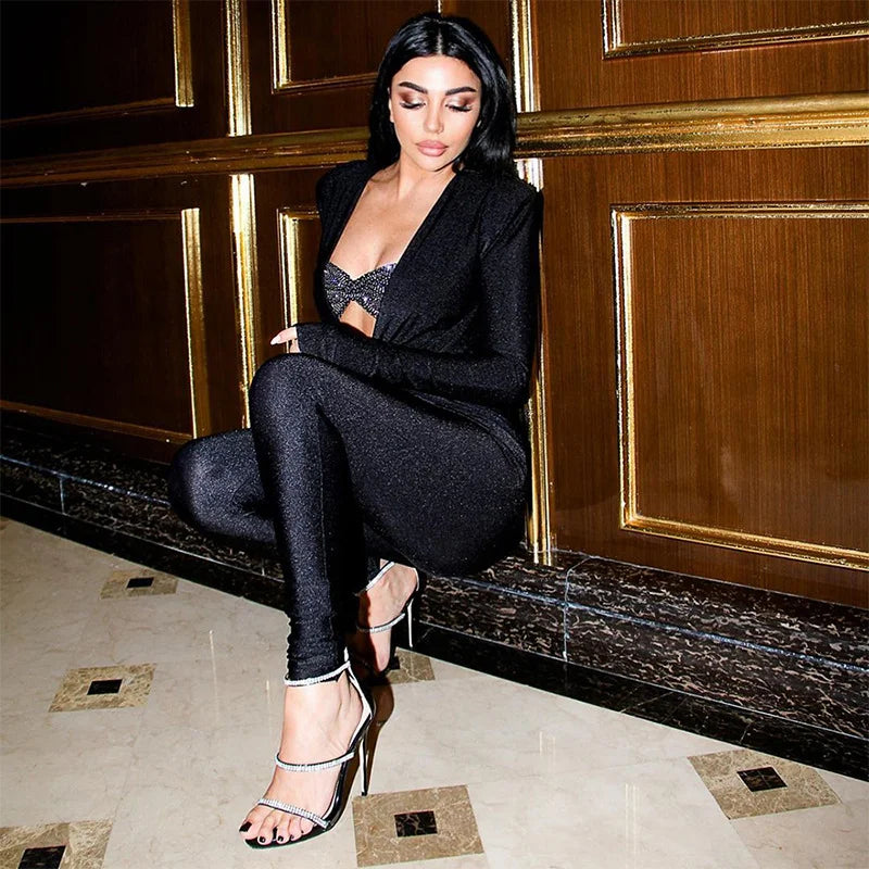 Hollow Long Sleeve Jumpsuit