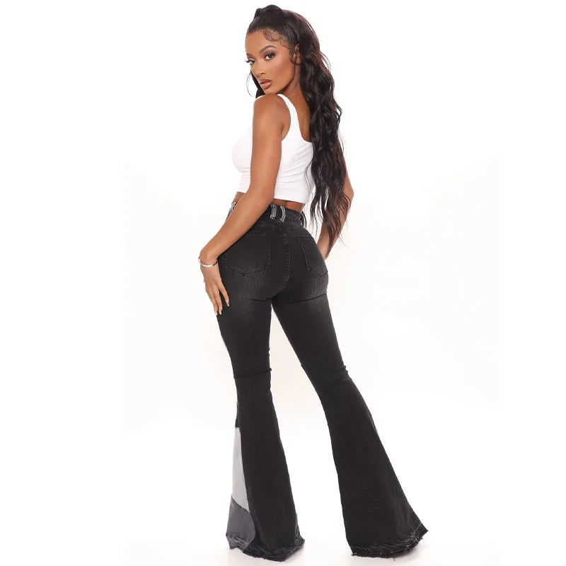 Women’s Jeans With Colorful Patch Wide Leg