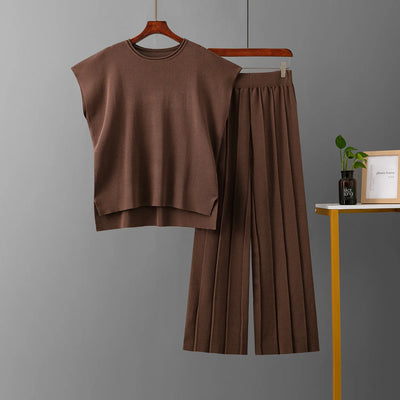 Women’s Casual Suit and Solid Color Sleeveless Vest