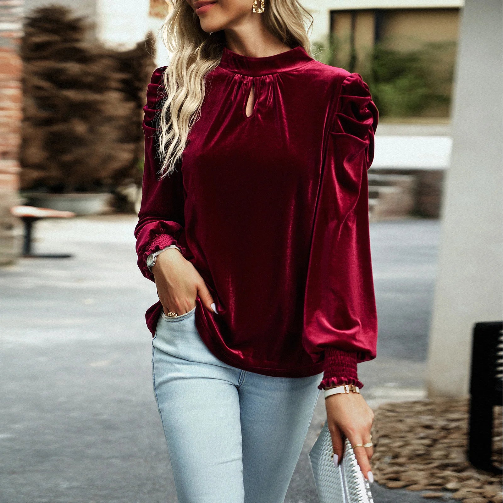 Long Sleeve Velvet Shirt