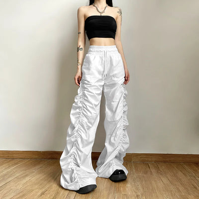 High Waist Hip Drape Loose Belt Casual Pants Woman