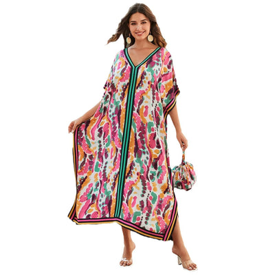 Long Loose Printed Cotton Kaftan