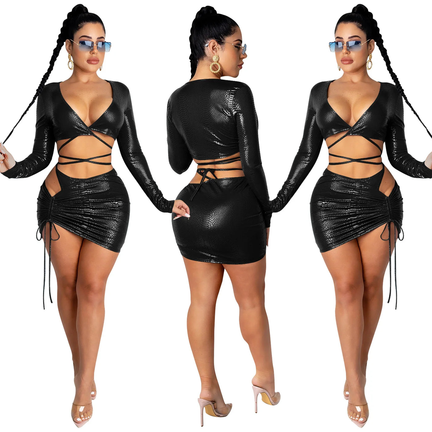 Nightclub Cross Strap Wrap Hip Skirt