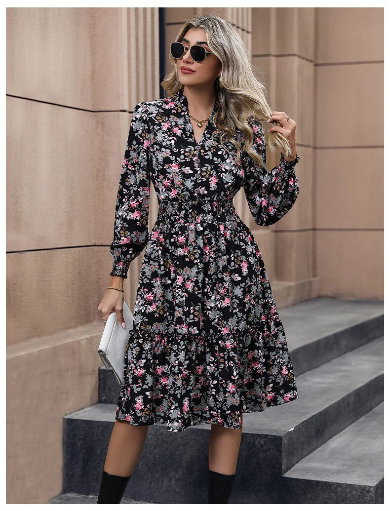 Long Sleeved Floral Dress