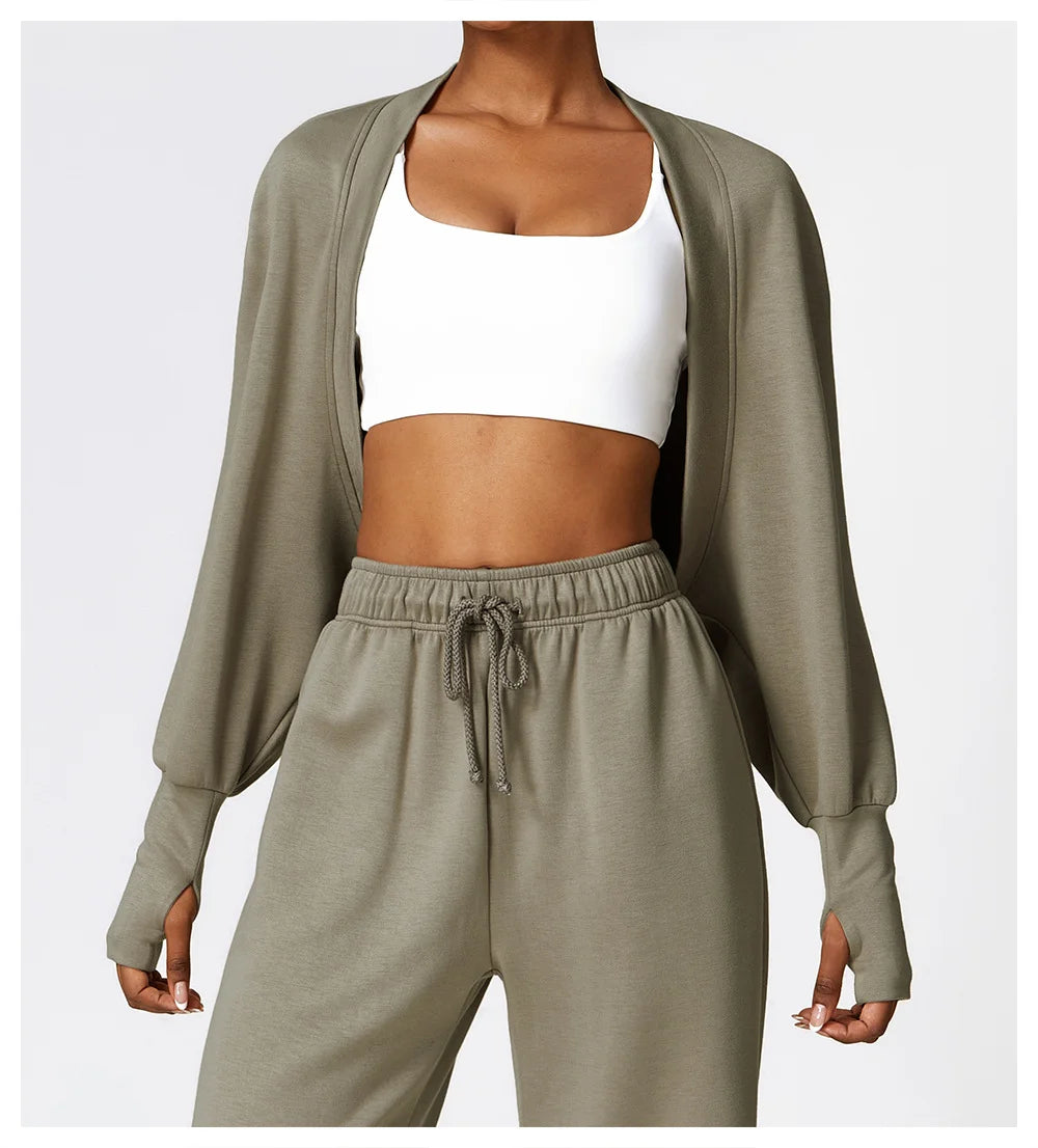 Knitted Cardigan With Bat Sleeves With Sports Jacket Running Sports