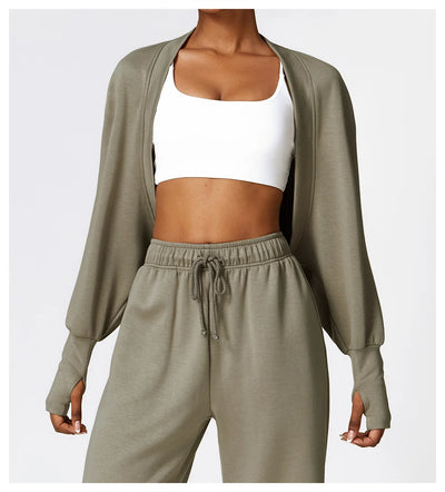 Knitted Cardigan With Bat Sleeves With Sports Jacket Running Sports