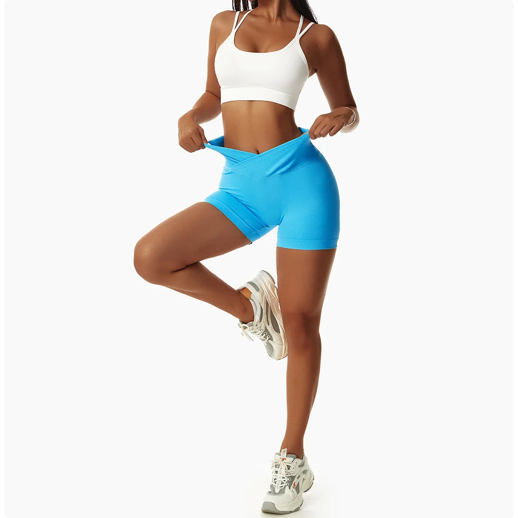High Waist Running Gym Shorts Tight Fit Seamless Gym Shorts