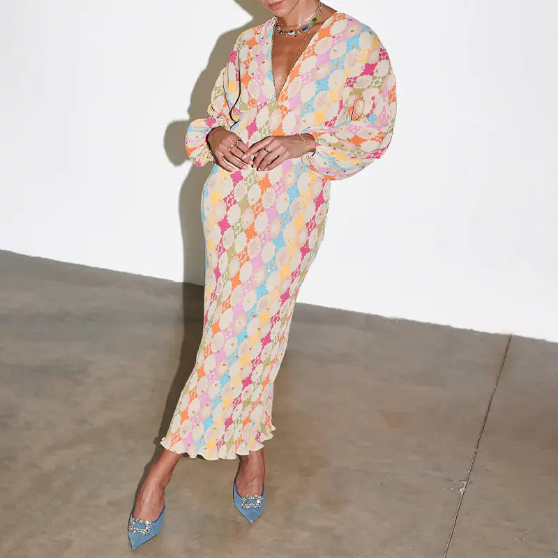 Long Sleeve Printed Dress