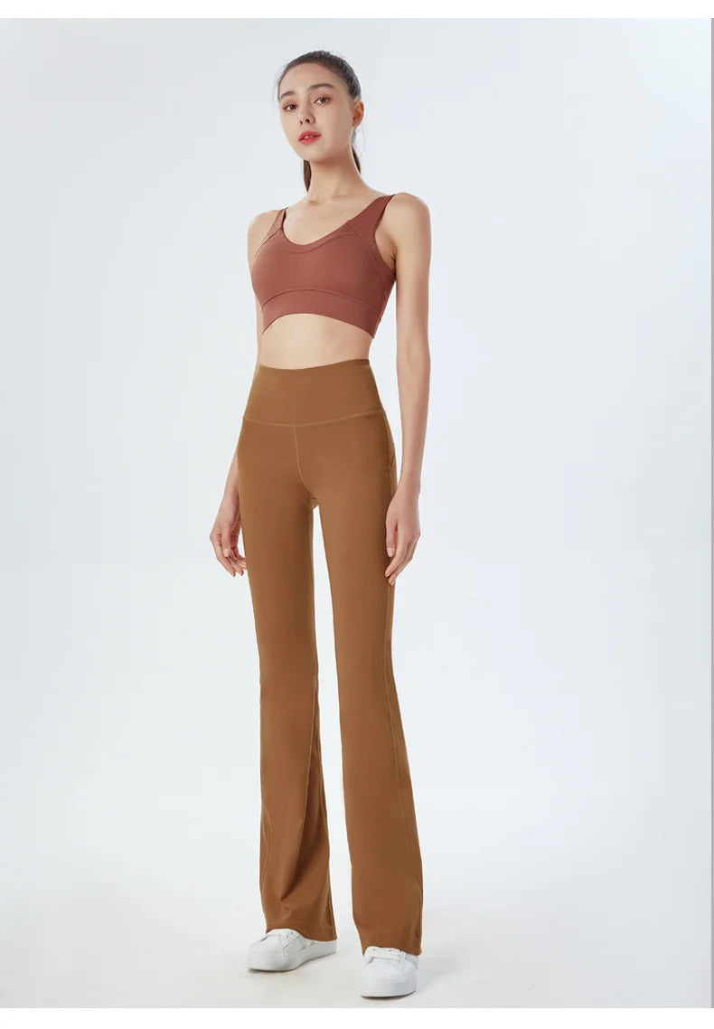 Elastic Flared Wide Leg Sport Pants