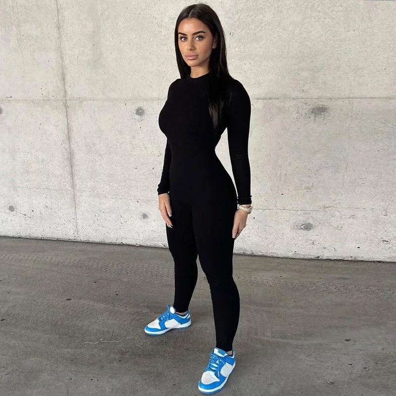 Jumpsuits Women’s Fitness Yoga Exercise Leggings Long Sleeve Crew Neck