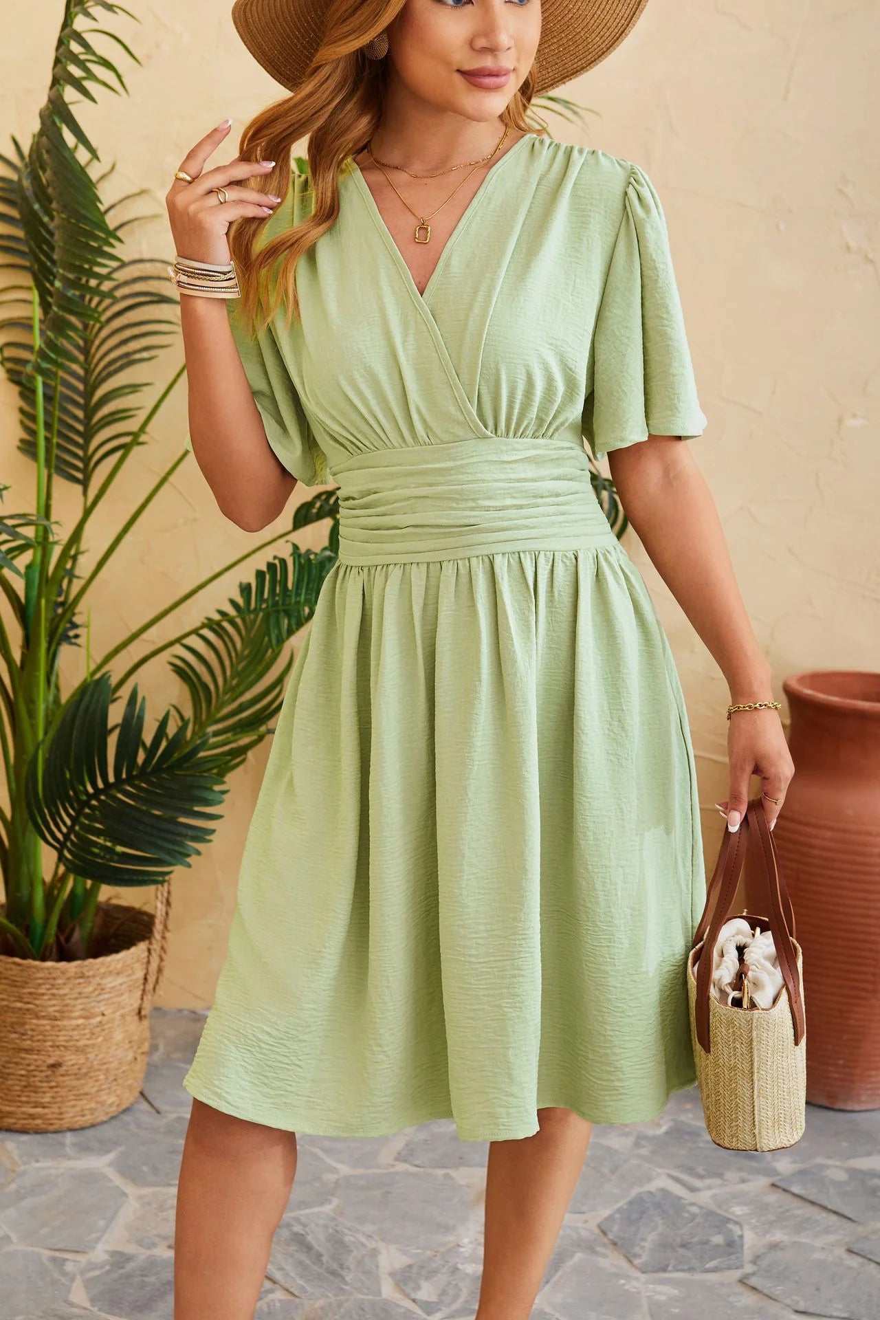 Elegant Flared Sleeves Dress