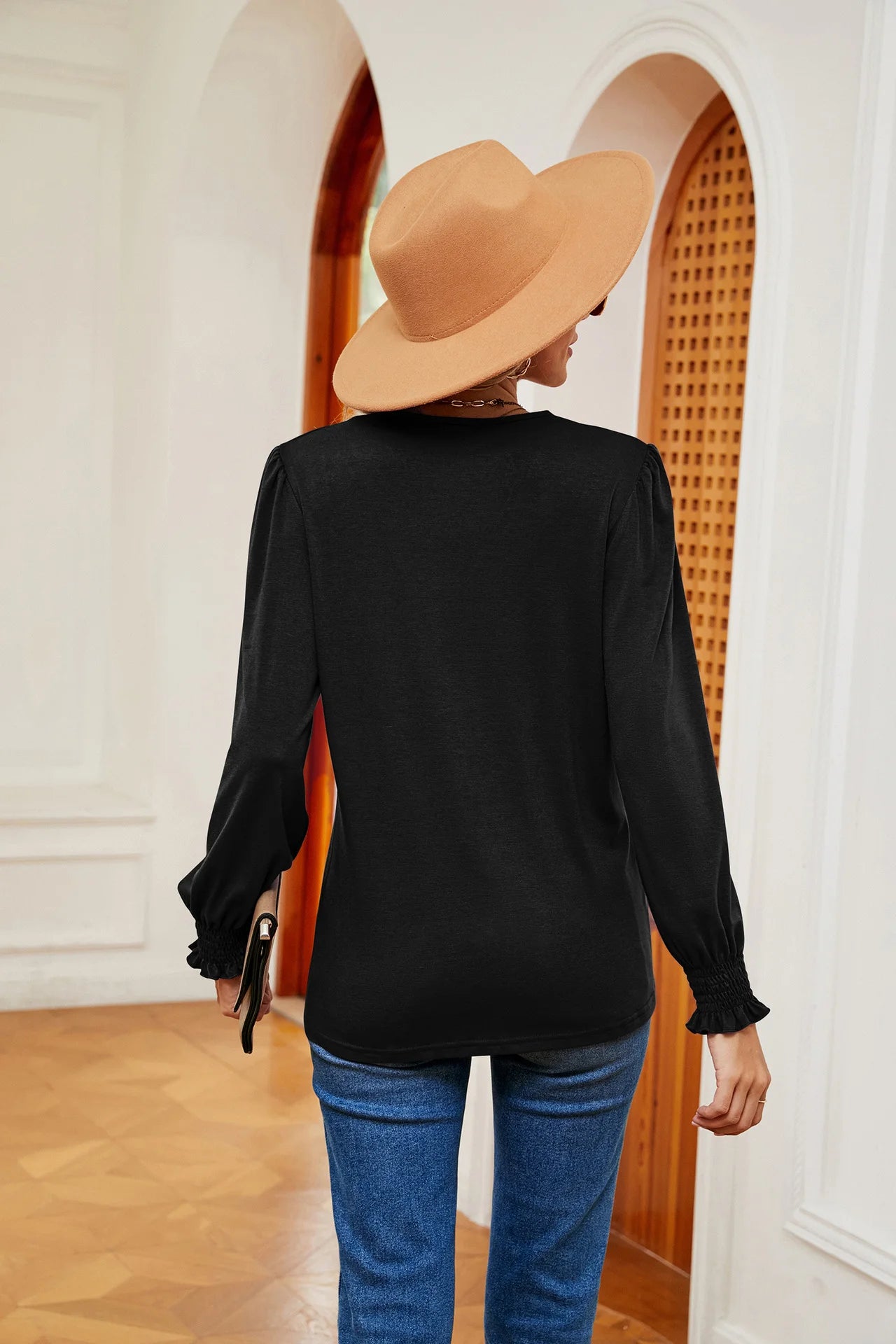 Lace Stitching Long Sleeve Loose Blouse