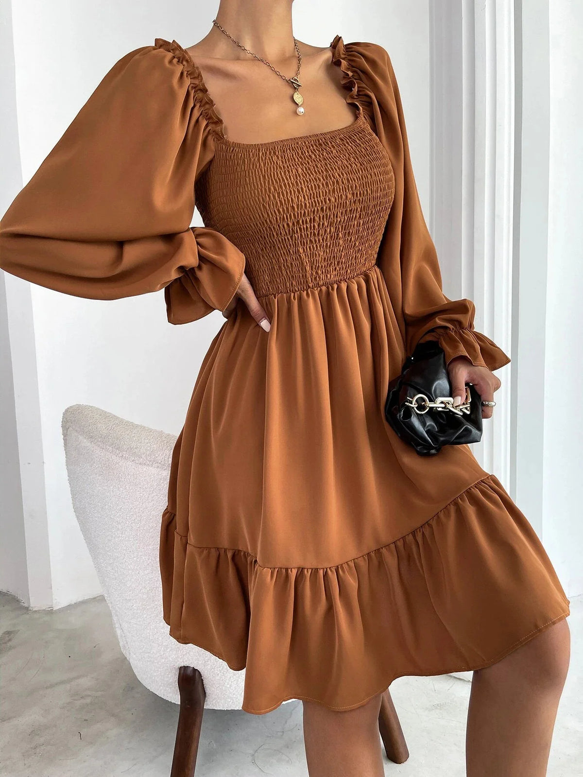 A Dress With Ruffled Hem