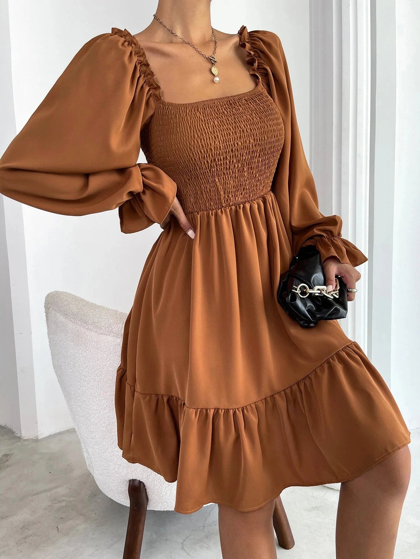 A Dress With Ruffled Hem