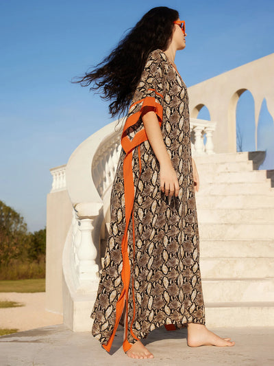 Snake Print Cotton Beach Robe