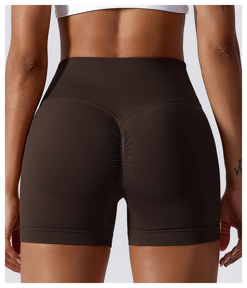 High Waist Running Gym Shorts Tight Fit Seamless Gym Shorts