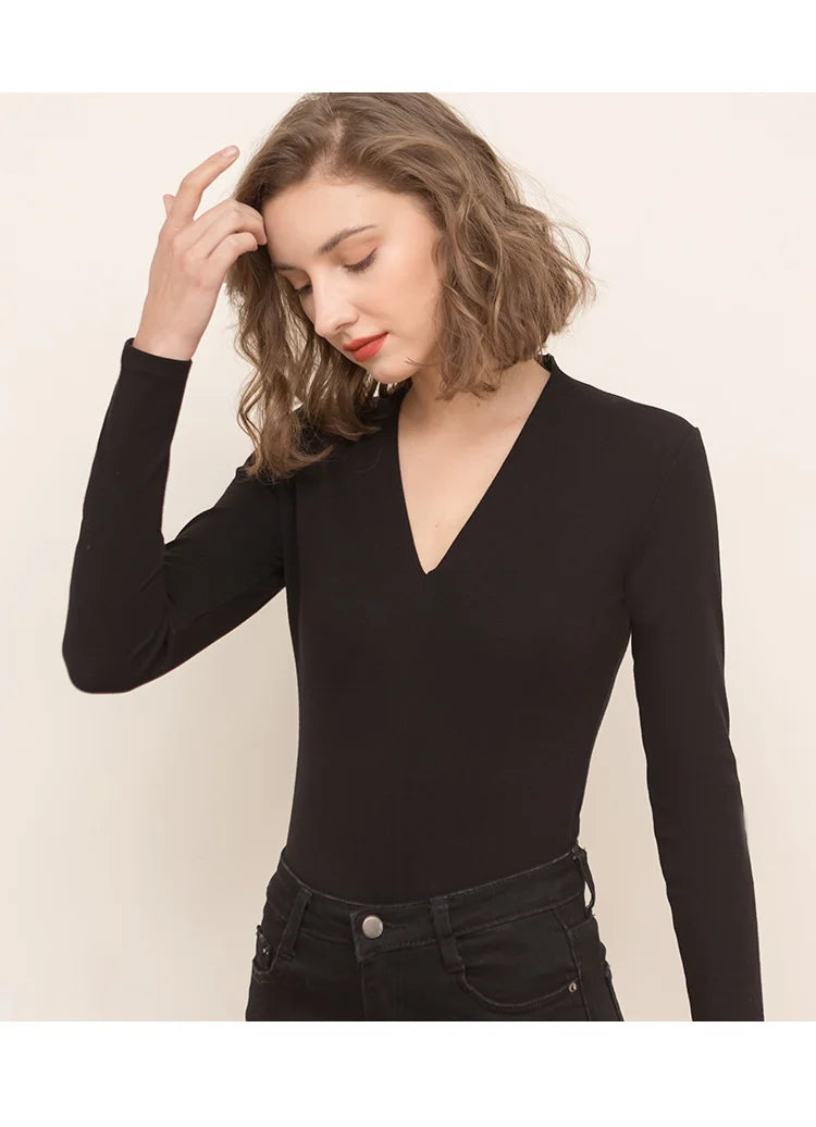 V Neck Long Sleeve Blouse