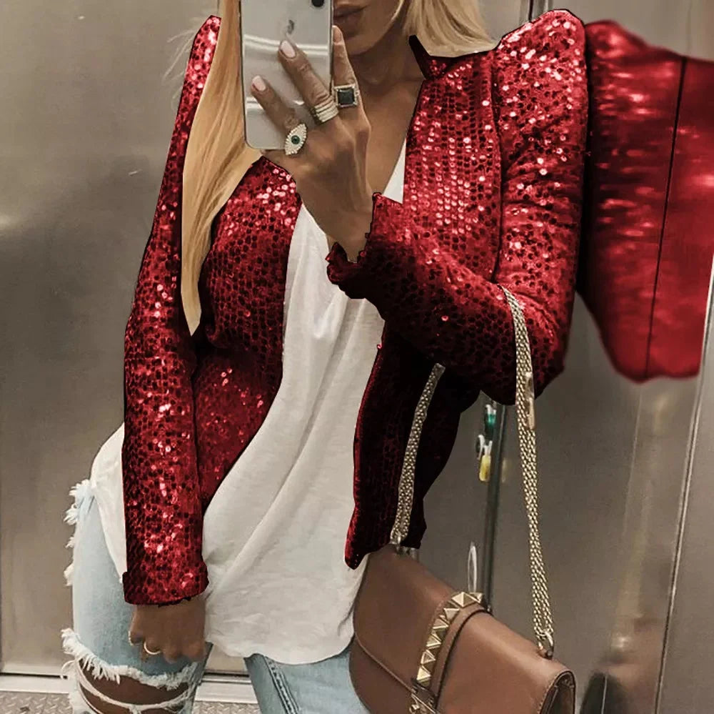 Solid Color Sequin Jacket