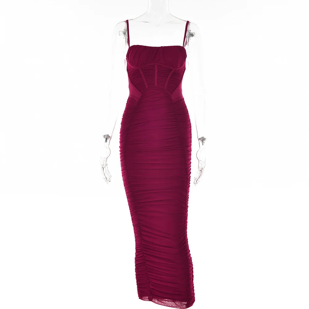 Backless Tight Waist Wrinkled Skirt