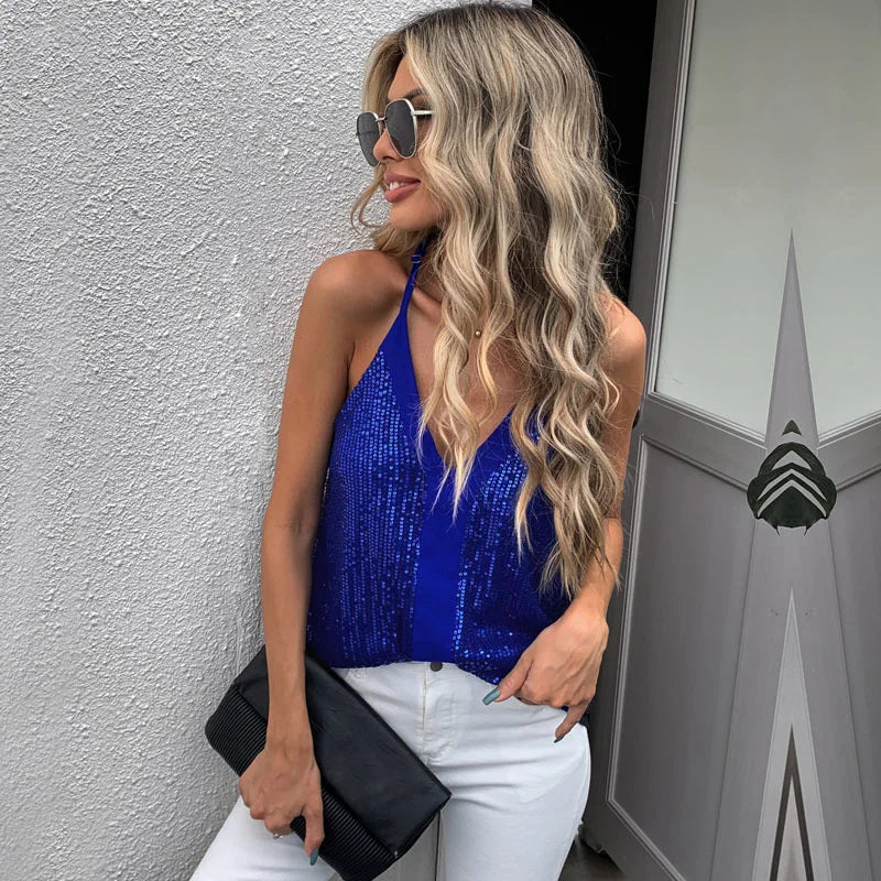 Halter Vest With Sequins