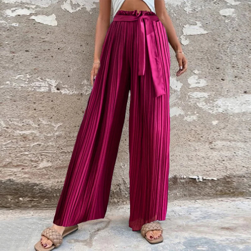 100 Pleated Drape Wide Leg Pants