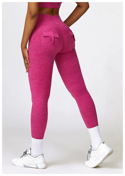 High Waist Slim Fit Sport Pants With Cargo Pockets