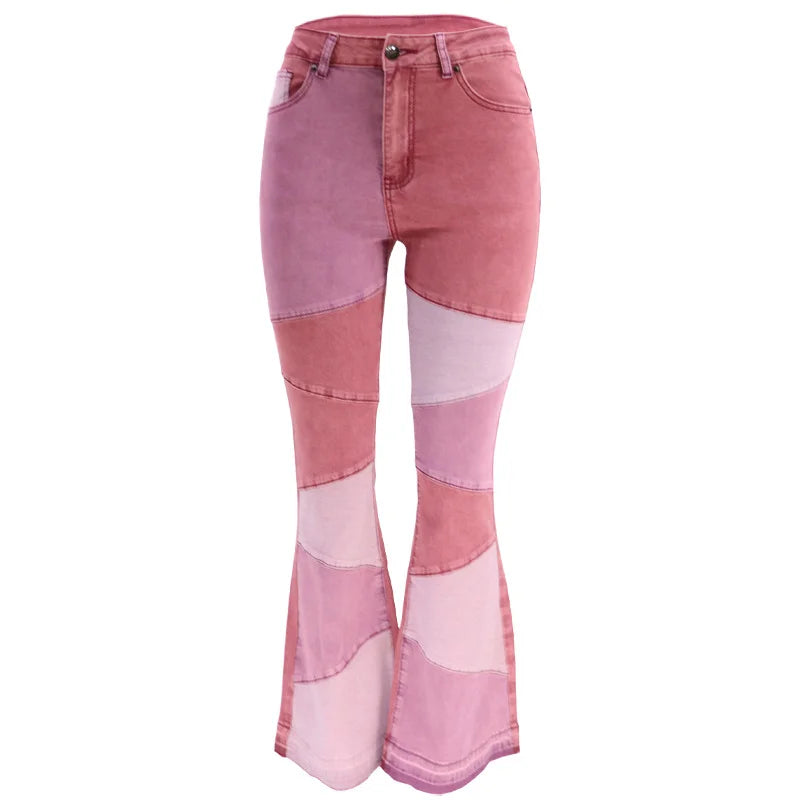 Women’s Jeans With Colorful Patch Wide Leg