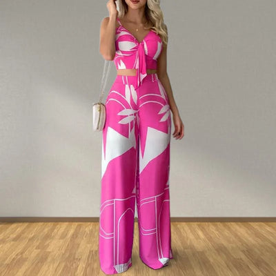 Set With A Tie Back Top And Straight Pants
