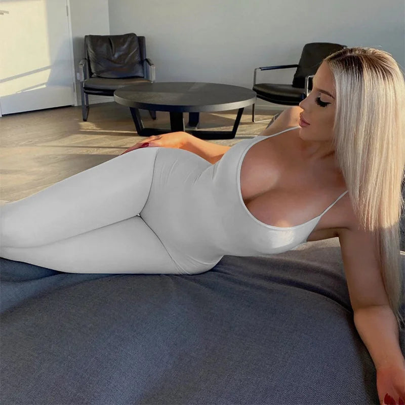 Solid Color Exercise Jumpsuit For Women