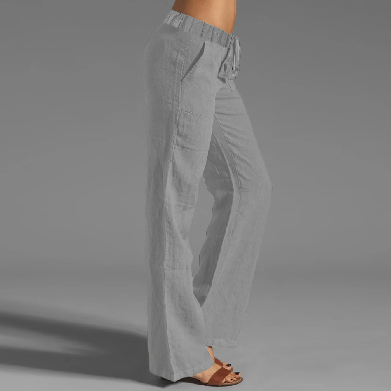 High Waisted Cotton and Linen Pants, Cropped Pants, Wide Leg Women’s Pants, Micro Flared Pants