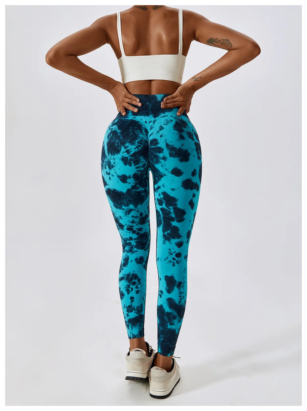 Seamless High Waist Sports Pants with Tie-Dye Effect