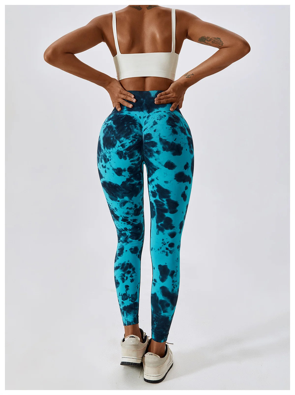 Seamless High Waist Sports Pants with Tie-Dye Effect