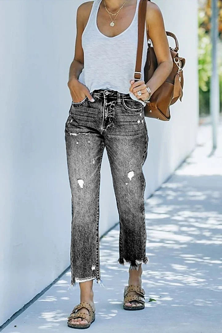 High Waisted Straight Leg Jeans