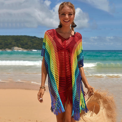 Rainbow Knitted Bikini Sweater