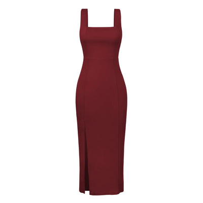 Suspenders Slit Elegant French Style Dress