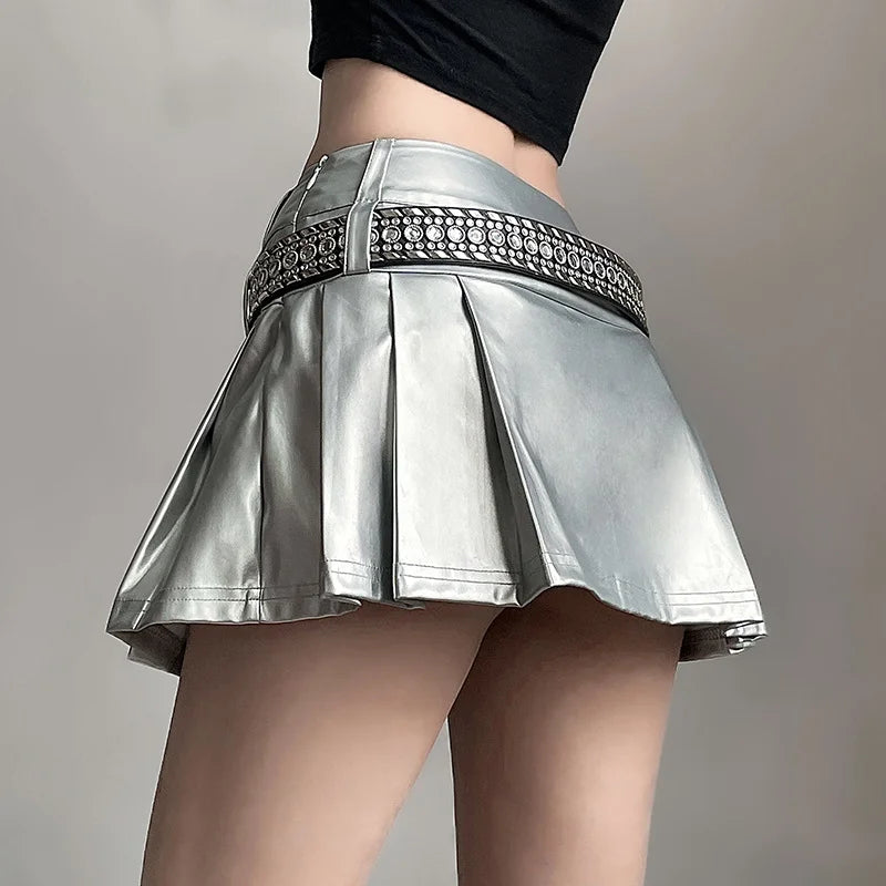 Solid Color Urban Pleated Skirt