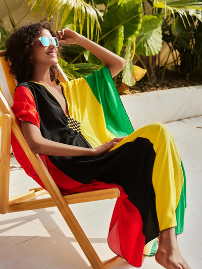 Four Color Monogram Printed Cotton Beach Robe