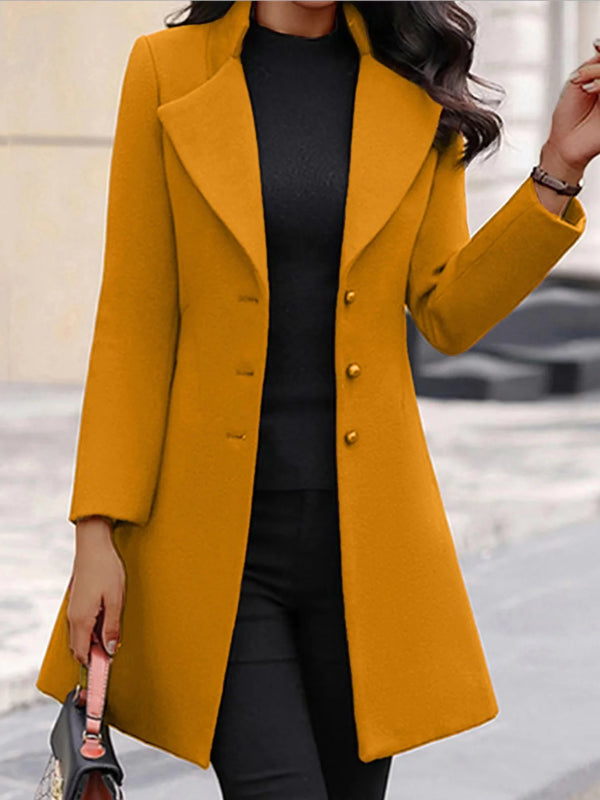 Solid Color Slim Fit Wool Coat Jacket