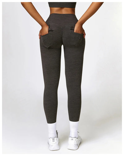 High Waist Slim Fit Sport Pants With Cargo Pockets
