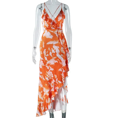 V-neckline Dress With Open Back And Straps