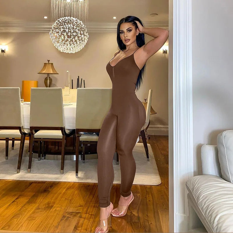 Solid Color Exercise Jumpsuit For Women